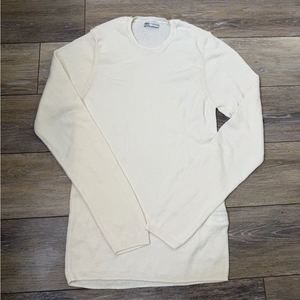 Zara Cream Long Sleeve Top Sz S